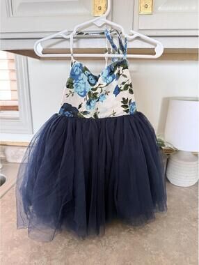 Blue Floral Tulle Dress